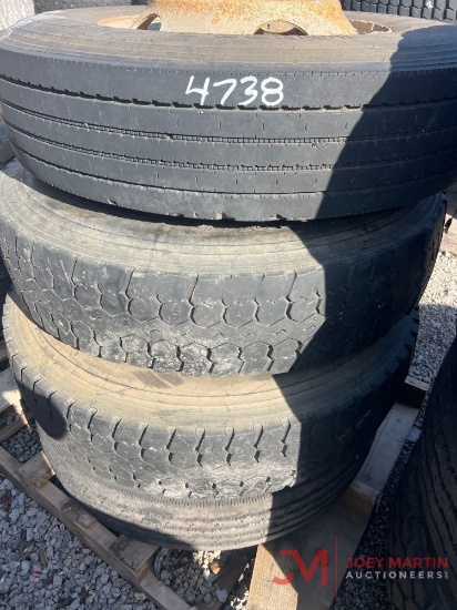 PALLET OF (4) VARIOUS TIRES & STEEL WHEELS