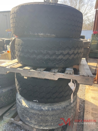 PALLET OF (4) VARIOUS TIRES & STEEL WHEELS