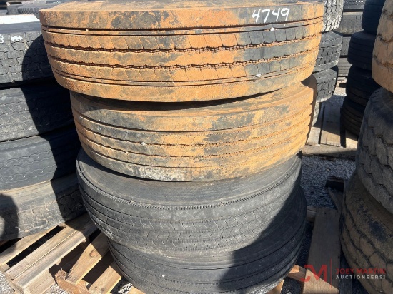 PALLET OF (4) 11R22.5 TIRES & STEEL WHEELS