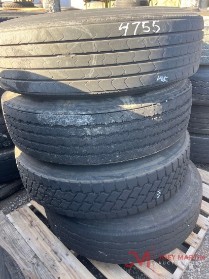 PALLET OF (4) VARIOUS TIRES & STEEL WHEELS