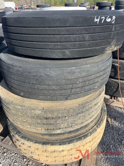 PALLET OF (4) VARIOUS TIRES & STEEL WHEELS