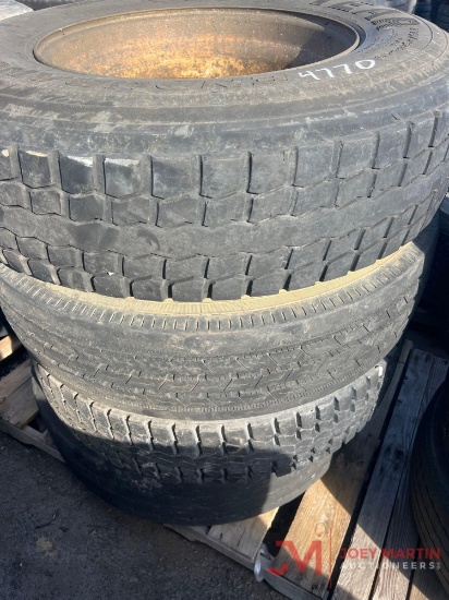 PALLET OF (4) VARIOUS TIRES & STEEL WHEELS