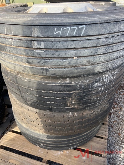 PALLET OF (4) VARIOUS TIRES & ALUMINUM WHEELS