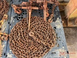 SET OF (4) RATCHET BINDERS AND (1) LONG CHAIN