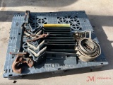 CONTENTS OF PALLET (2) GI HITCHES, EDGE PROTECTORS, RATCHET STRAP