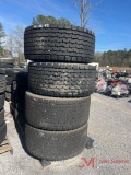 (4) 455/55/R22.5 TIRES W/ ALUMINUM WHEELS