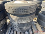 PALLET OF (4) 11R24.5 TIRES & STEEL WHEELS