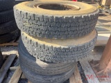 PALLET OF (4) VARIOUS TIRES & STEEL WHEELS