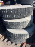 PALLET OF (4) 11R22.5 TIRES & STEEL WHEELS