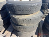 PALLET OF (4) VARIOUS TIRES & STEEL WHEELS