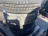 PALLET OF (4) VARIOUS TIRES & (3) STEEL WHEELS & (1) ALUMINUM WHEEL