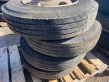 PALLET OF (4) 8R19.5 TIRES & STEEL WHEELS