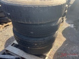 PALLET OF (4) 11R24.5 TIRES & ALUMINUM WHEELS