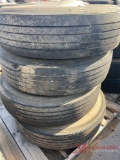 PALLET OF (4) 11R22.5 TIRES & STEEL WHEELS