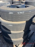 PALLET OF (4) 10R22.5 TIRES & STEEL WHEELS