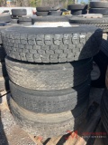 PALLET OF (4) VARIOUS TIRES & STEEL WHEELS