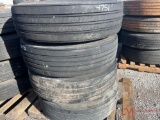 PALLET OF (4) 11R22.5 TIRES & ALUMINUM WHEELS