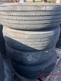 PALLET OF (4) 295/75/R22.5 TIRES & ALUMINUM WHEELS