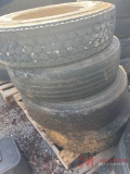 PALLET OF (4) VARIOUS TIRES & STEEL WHEELS