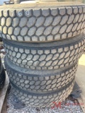 PALLET OF (4) 295/75/R22.5 TIRES & ALUMINUM WHEELS