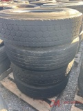 PALLET OF (4) 295/75/R22.5 TIRES & STEEL WHEELS