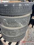 PALLET OF (4) 295/75/R22.5 TIRES & STEEL WHEELS