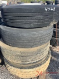 PALLET OF (4) VARIOUS TIRES & STEEL WHEELS