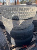 PALLET OF (4) VARIOUS TIRES & STEEL WHEELS