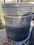 PALLET OF (4) 295/75/R22.5 TIRES & ALUMINUM WHEELS