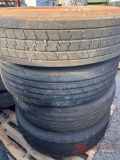 PALLET OF (4) VARIOUS TIRES & STEEL WHEELS