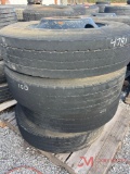 PALLET OF (4) 10R22.5 TIRES & STEEL WHEELS