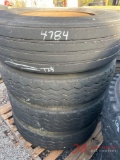 PALLET OF (4) VARIOUS TIRES & STEEL WHEELS