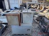 CONTENTS OF PALLET VARIOUS TRUCK PARTS, STORAGE BOXES, LADDER