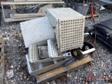 CONTENTS OF PALLET VARIOUS TRUCK PARTS, ALUMINUM STEPS, BATTERY BOXES