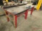 8' X 3' WOODEN SHOP TABLE WITH VISE (TABLE ONLY, NO CONTENTS)