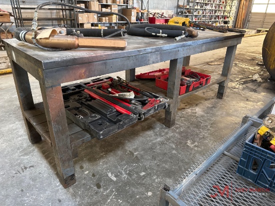 34.5" X 96.5" SHOP TABLE (TABLE ONLY, NO CONTENTS)