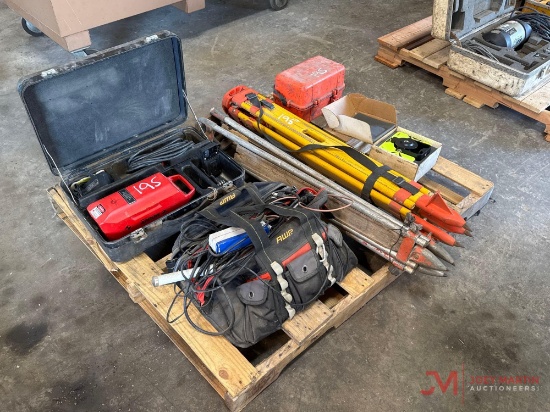 PALLET OF NUMEROUS LASER SYSTEMS & TRIPODS