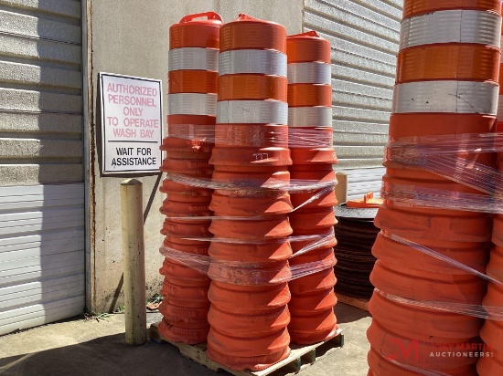 PALLET OF 4 STACKS OF (10) CONSTRUCTION BARRELS
