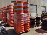 PALLET OF 4 STACKS OF (10) CONSTRUCTION BARRELS
