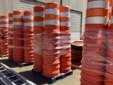 PALLET OF 4 STACKS OF (10) CONSTRUCTION BARRELS