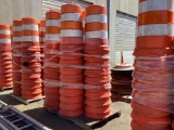 PALLET OF 5 STACKS OF (10) CONSTRUCTION BARRELS