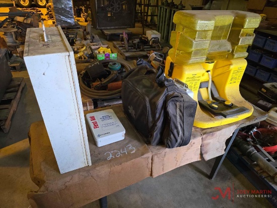METAL TABLE AND FIRST AID EQUIPMENT