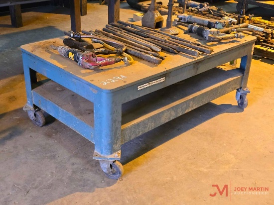 ROLLING METAL SHOP TABLE 3' X 5'