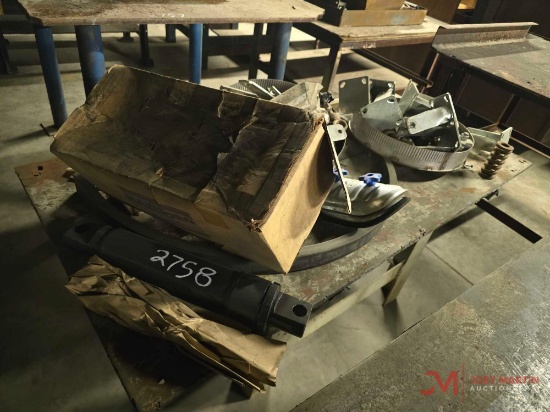 METAL SHOP TABLE WITH CONTENTS