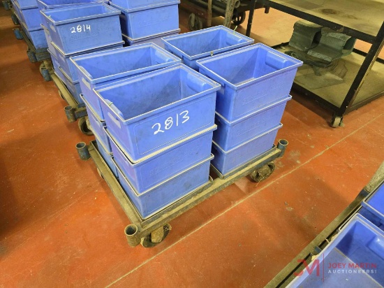 ROLLING METAL SHOP CART W/ PLASTIC BINS
