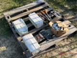 PALLET OF BANDING/STRAPPING TOOLS AND STEEL STRAPPING SEALS