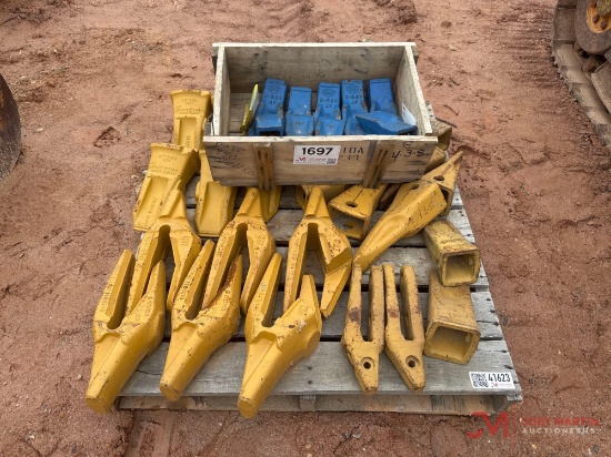 PALLET OF VARIOUS EXCAVATOR BUCKET TEETH & SHANKS