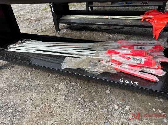 NUMEROUS ORANGE SAFETY FLAGS W/ 5' ROD