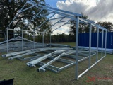 (1) UNUSED 24' X 26' GALVANIZED COMPLETE BUILDING FRAME W/ 5 TRUSSES, 2 SIDE WALLS, & 2 END WALLS...