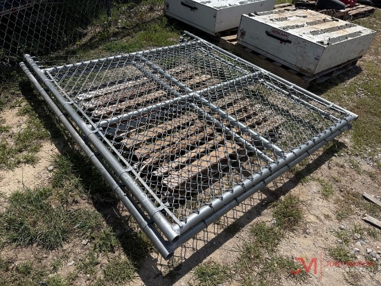 (2) CHAIN LINK FENCE GATES W/BARBWIRE
